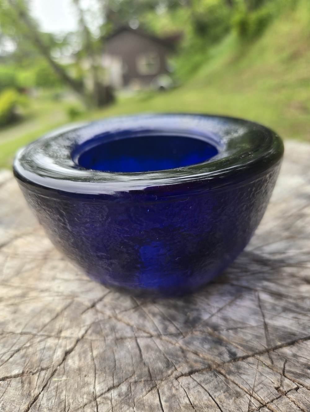 Cobalt Blue Heavy Recycled Glass Tea Light Votive Bowl